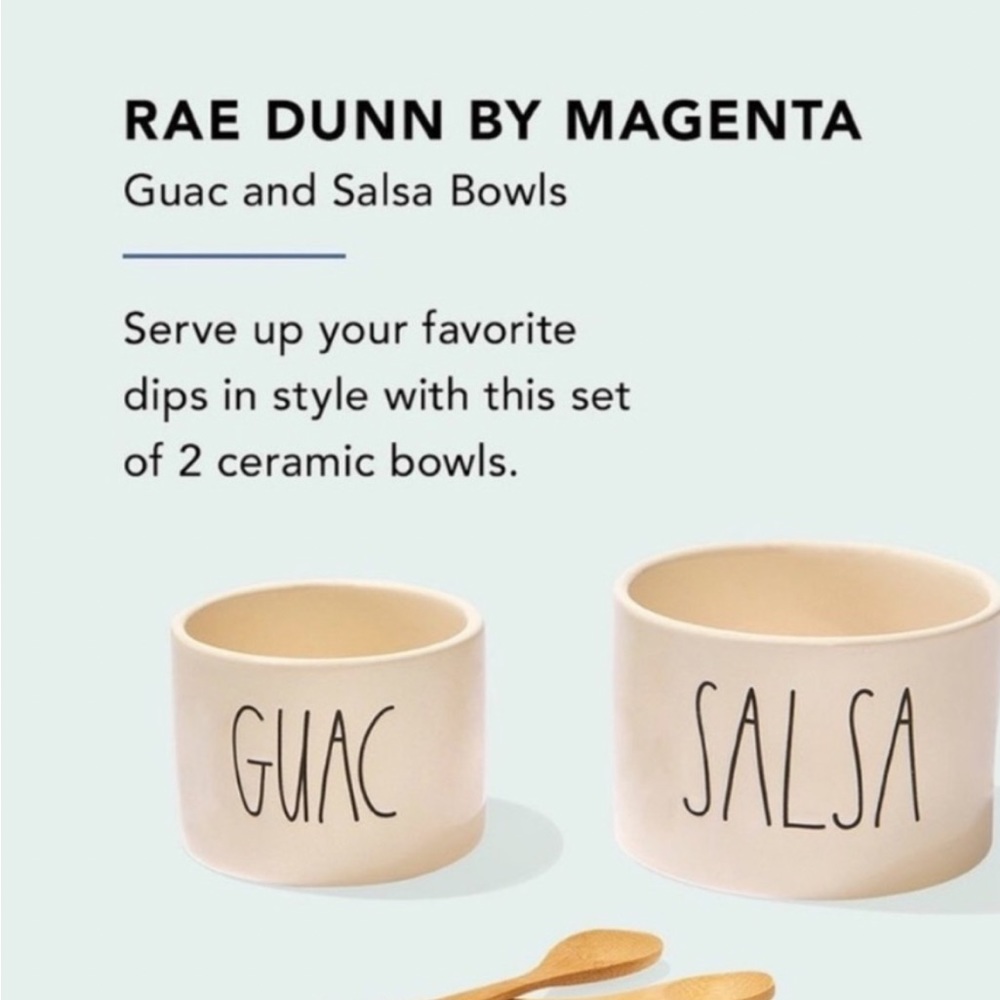 Rae Dunn SALSA & GUAC Bowl and Spoon Set
(NWT) - Picture 5 of 6